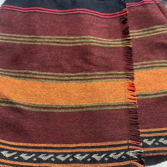 LOFT Women’s Petites Wool Blend Wrap Skirt Southwest Stripe Pattern Fall Colors - Picture 9 of 9